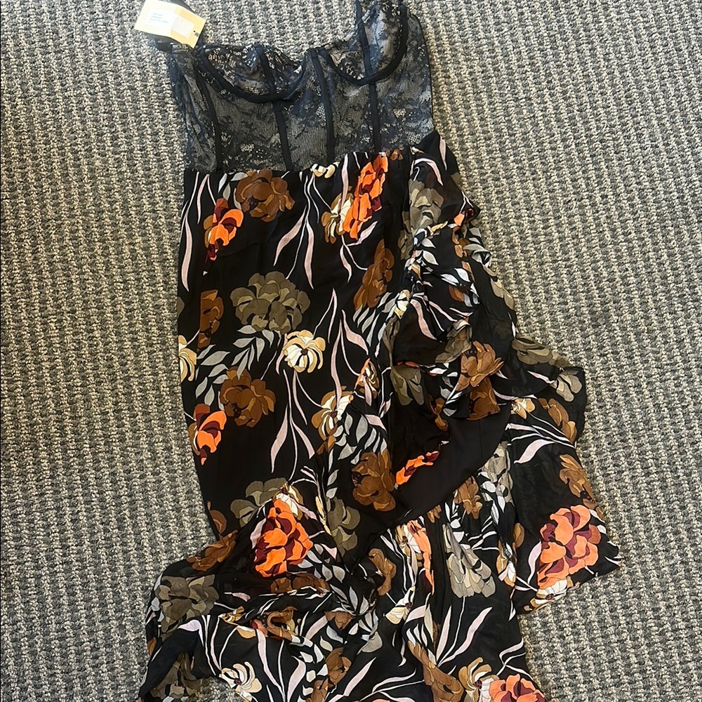 Floral Lace Dress with Ruffle Detail/ Katie May